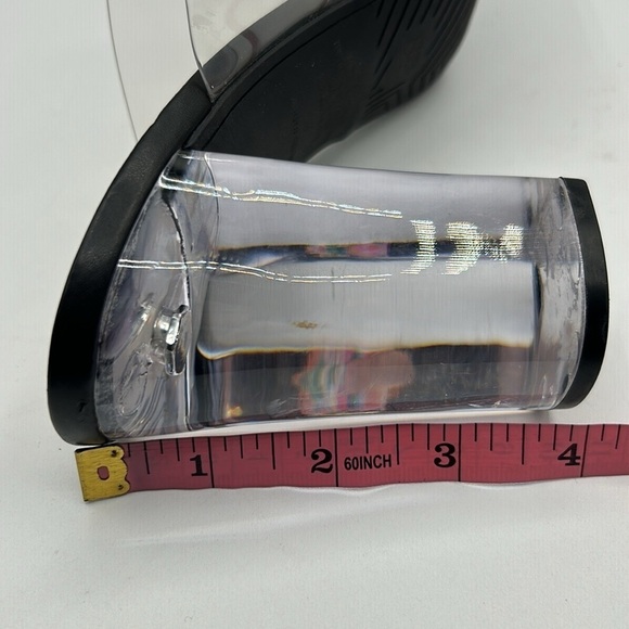 BP Black Clear Heel Open Toe 90s Y2K Front Strap Block Heel Sandals Size 11 New! - Picture 7 of 7